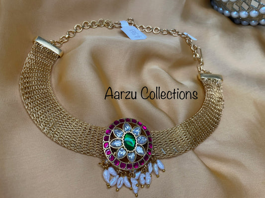 Kundan Jadau Mesh Chain Choker