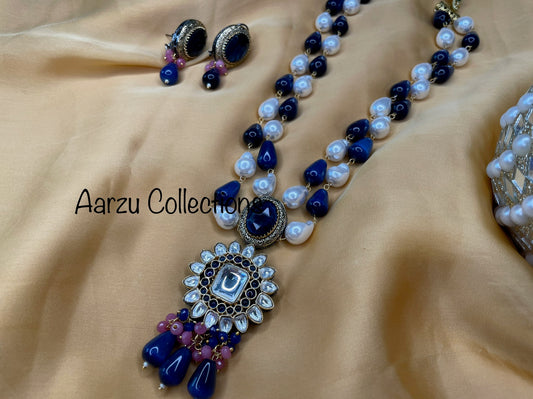 Marudhara Polki Baroque pearls necklace and earrings set