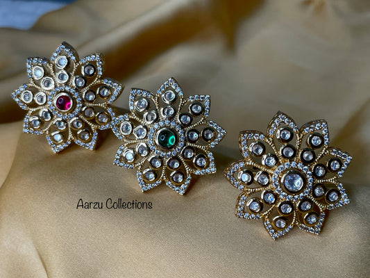 Kundan Adjustable Ring, Sold Separately