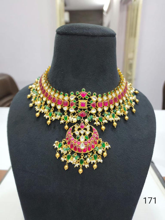 92.5 Silver Kundan Jadau Necklace