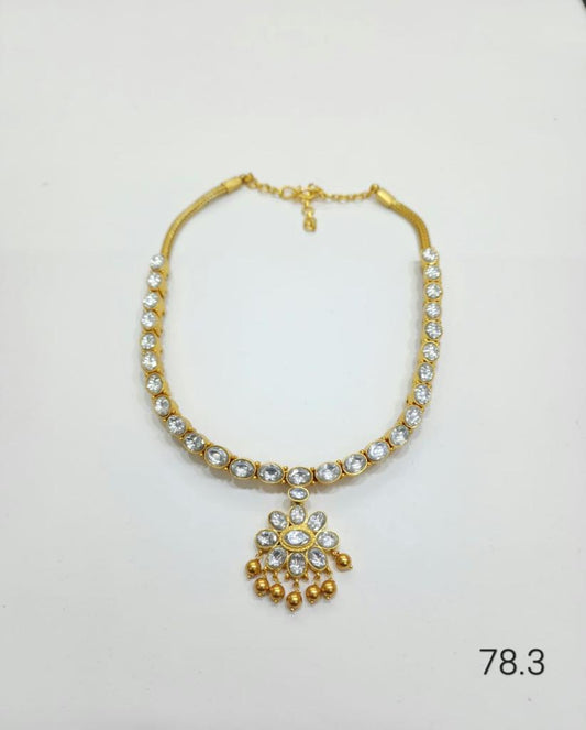 92.5 Silver Kundan Jadau Necklace