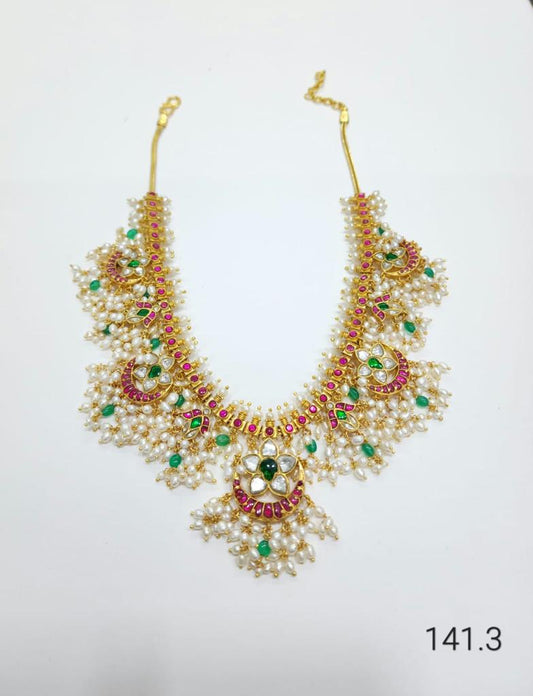 92.5 Silver Kundan Jadau Necklace