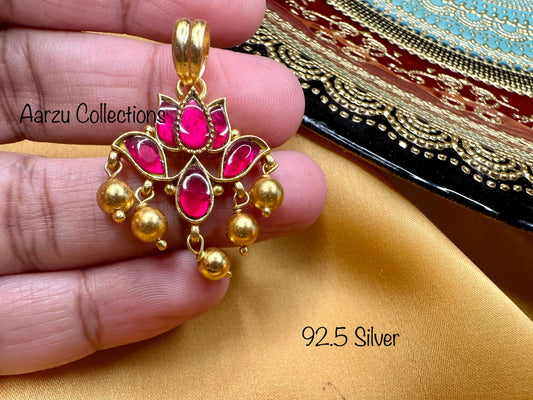 92.5 Silver kundan jadau dainty pendant