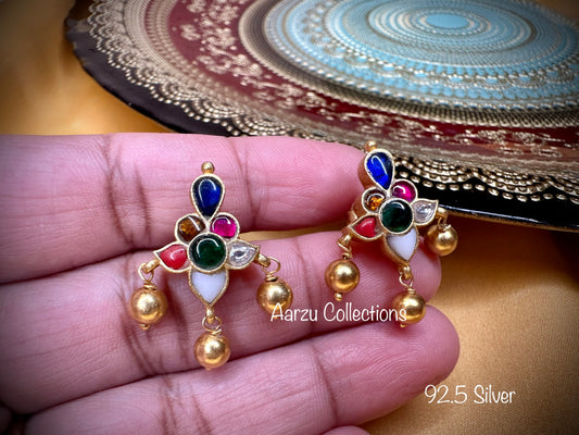 92.5 Silver dainty Kundan jadau studs