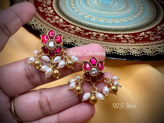 92.5 Silver Kundan jadau earrings