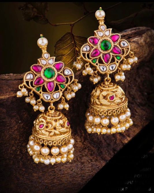 Kundan Jadau Statement Jhumkas