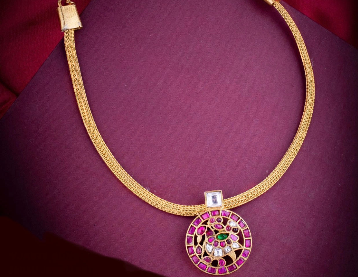 Kundan Jadau peacock Pendant chain