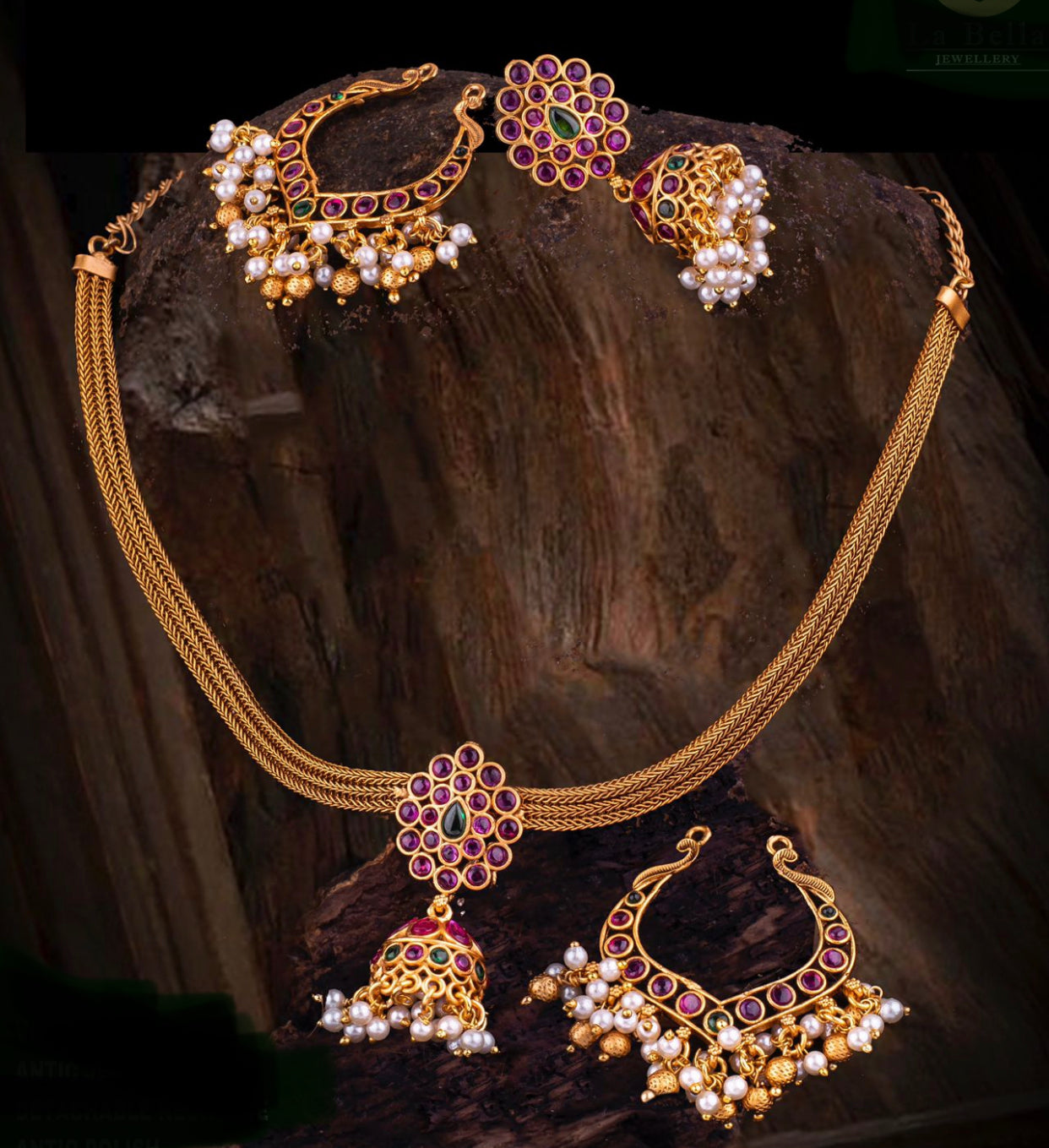 Kemp detachable chandbali Necklace Set