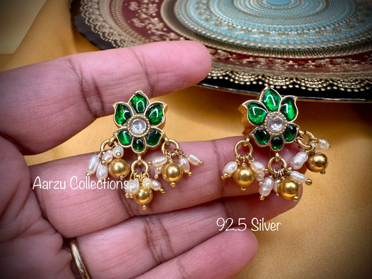 92.5 Silver dainty Kundan jadau studs