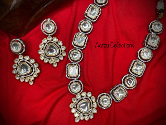 Marudhara polki Uncut Kundan and American Diamond Necklace Set