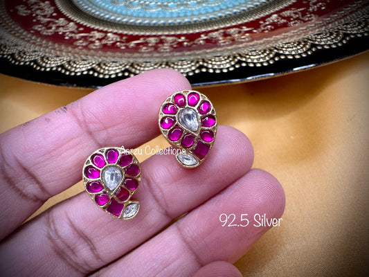 92.5 Silver dainty Kundan jadau studs