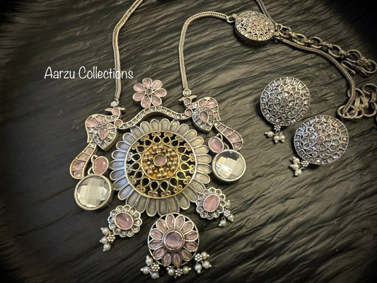 German Silver Necklace set - pink