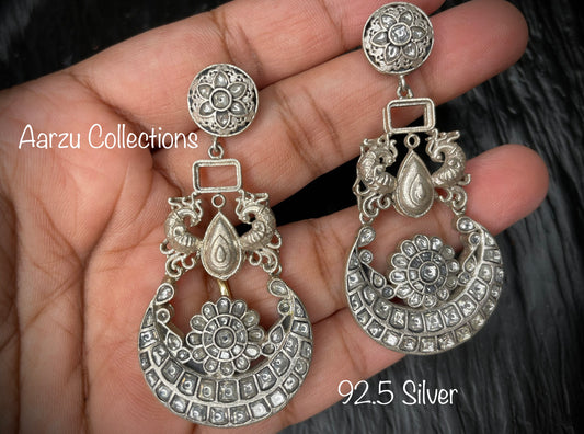 92.5 Silver kundan Earrings - 38 gms