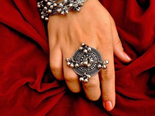 German Silver ghunguroo adjustable ring