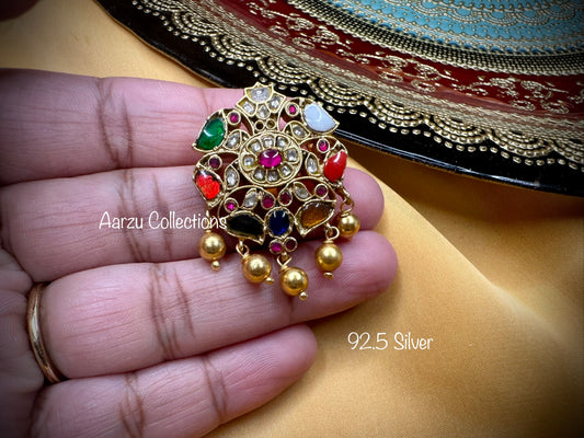 92.5 Silver kundan jadau dainty pendant