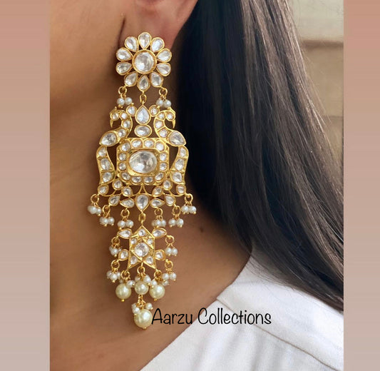 Designer inspired Kundan statement earrings