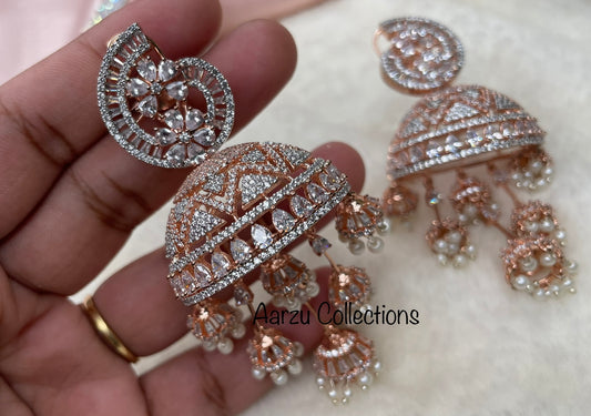 American Diamond Statement Jhumkas