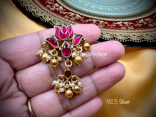 92.5 Silver kundan jadau dainty pendant