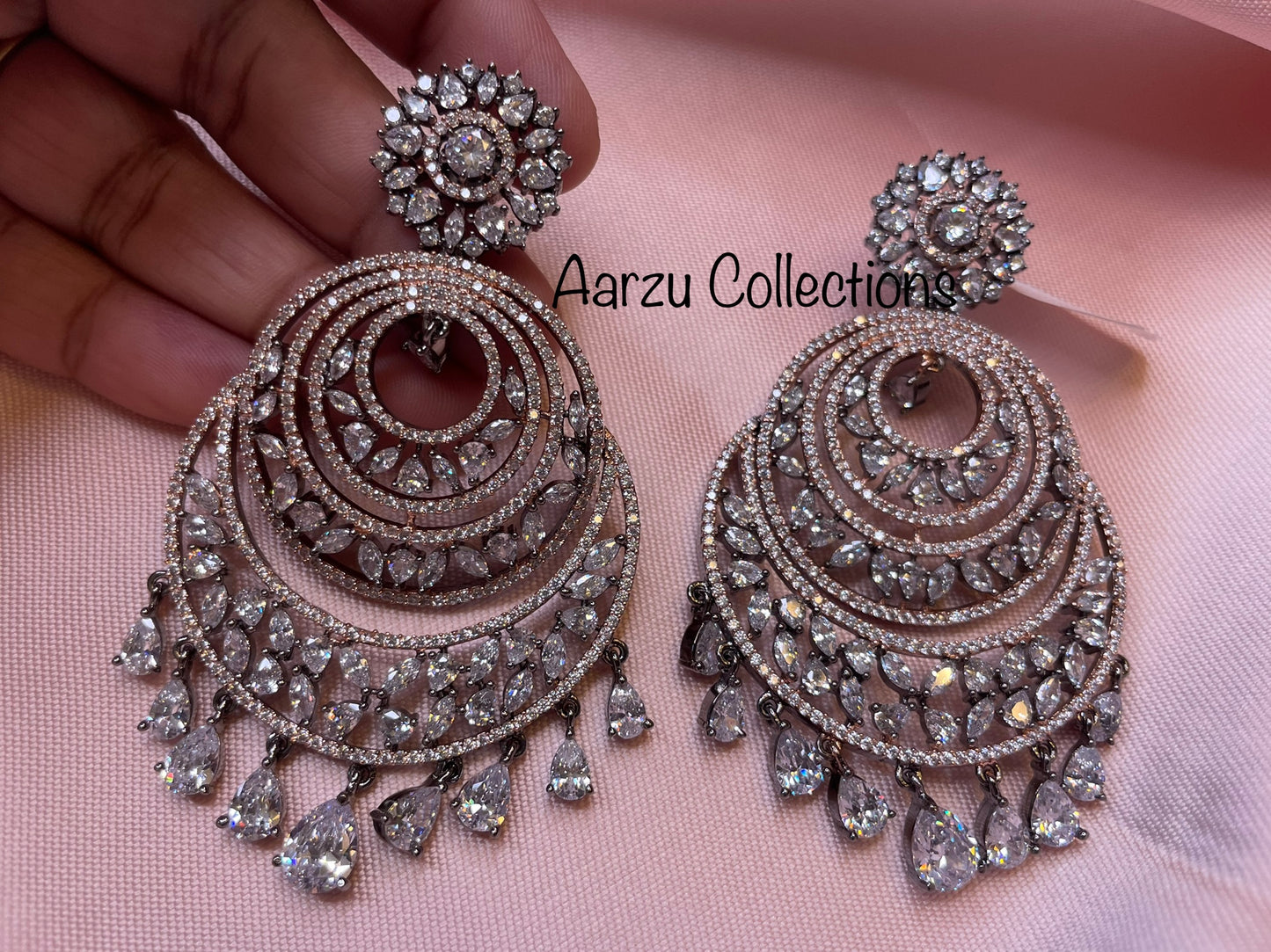 American Diamond Chandbali Earrings