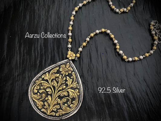 92.5 Silver dual tone pendant -22 gms
