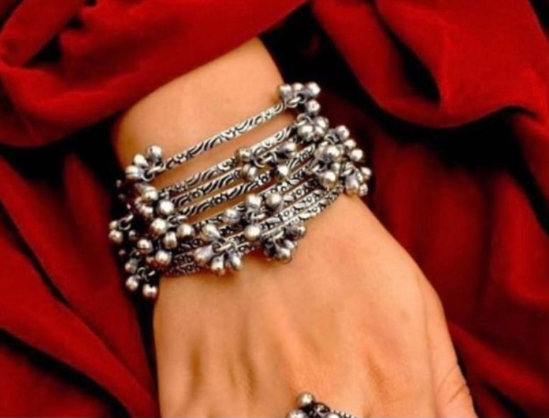 German Silver ghunguroo bangles - set of 4