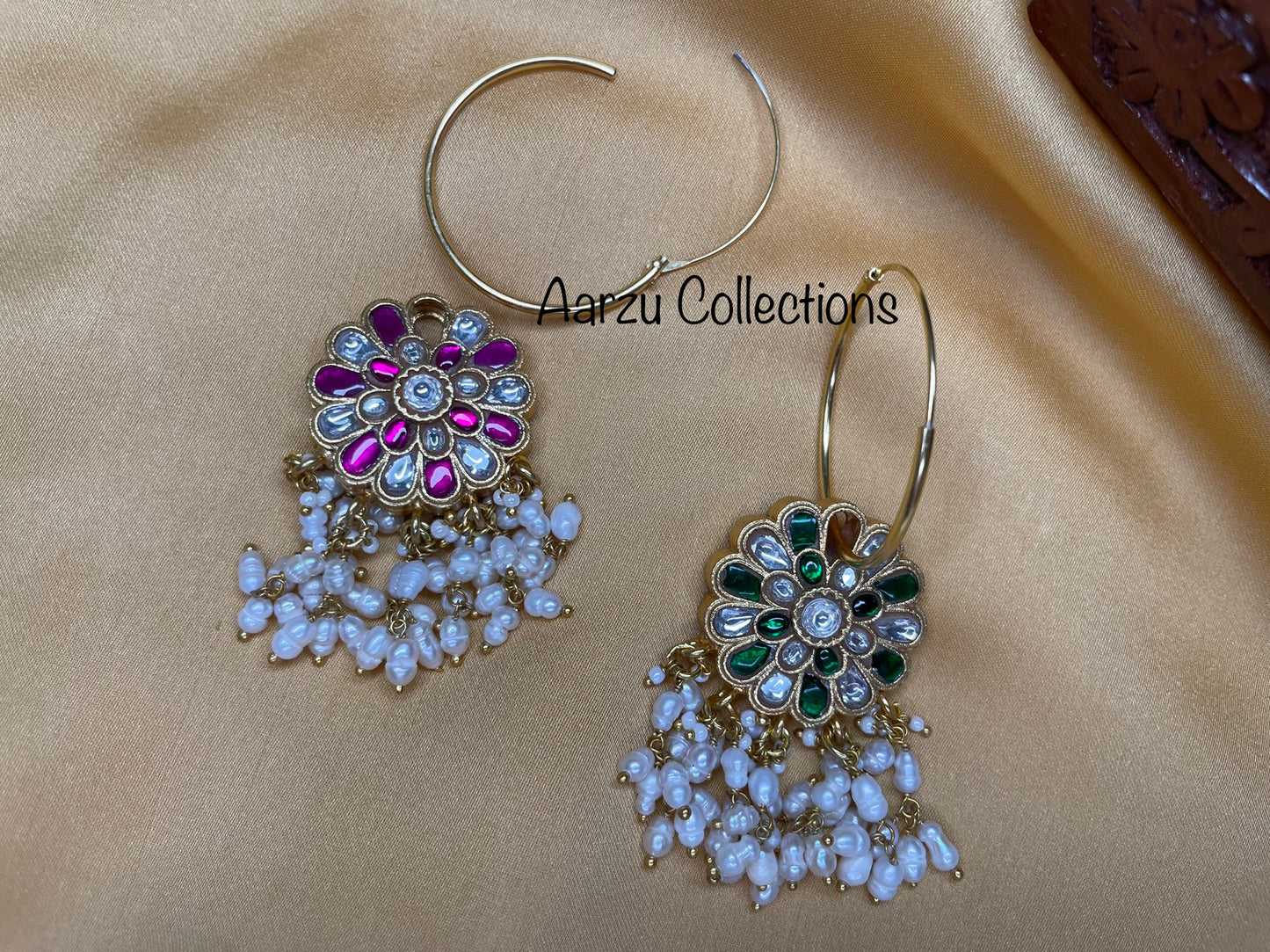 Kundan Jadau 3 in 1 Reversible hoops