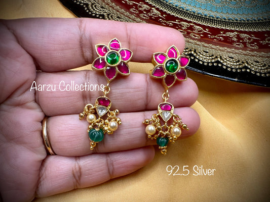 92.5 Silver Kundan jadau earrings