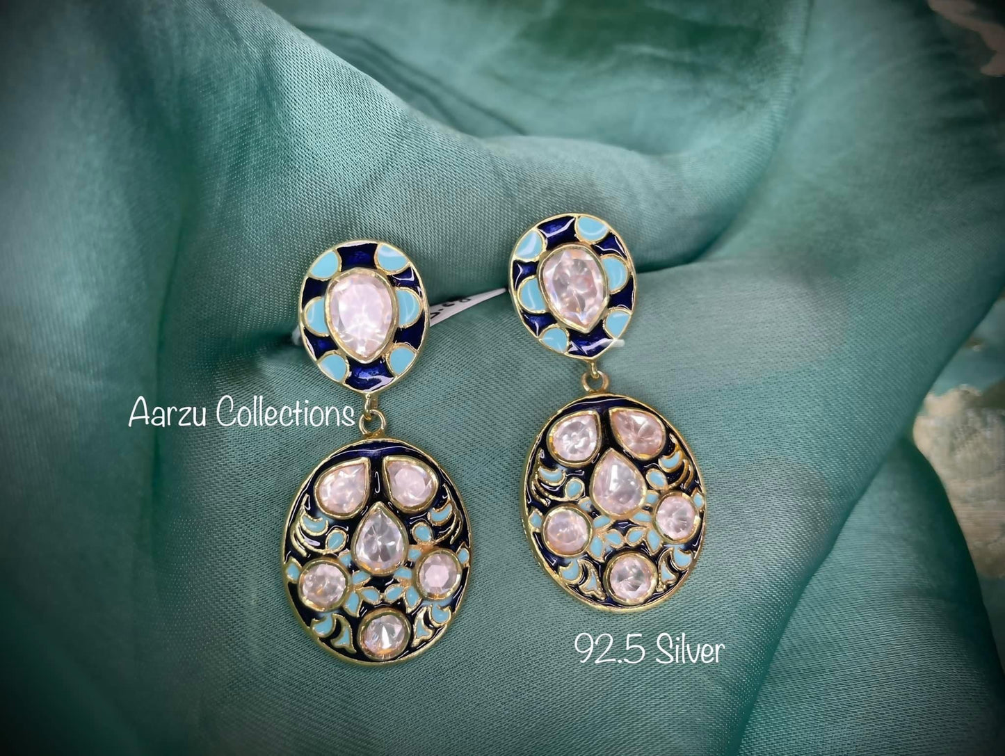 92.5 Silver Moissanite Earrings - 14 gms