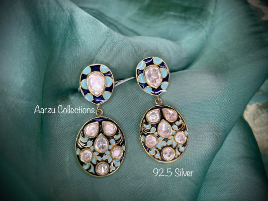 92.5 Silver Moissanite Earrings - 14 gms