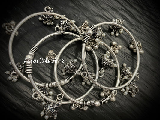 German Silver jhumkie bangles - set of 4