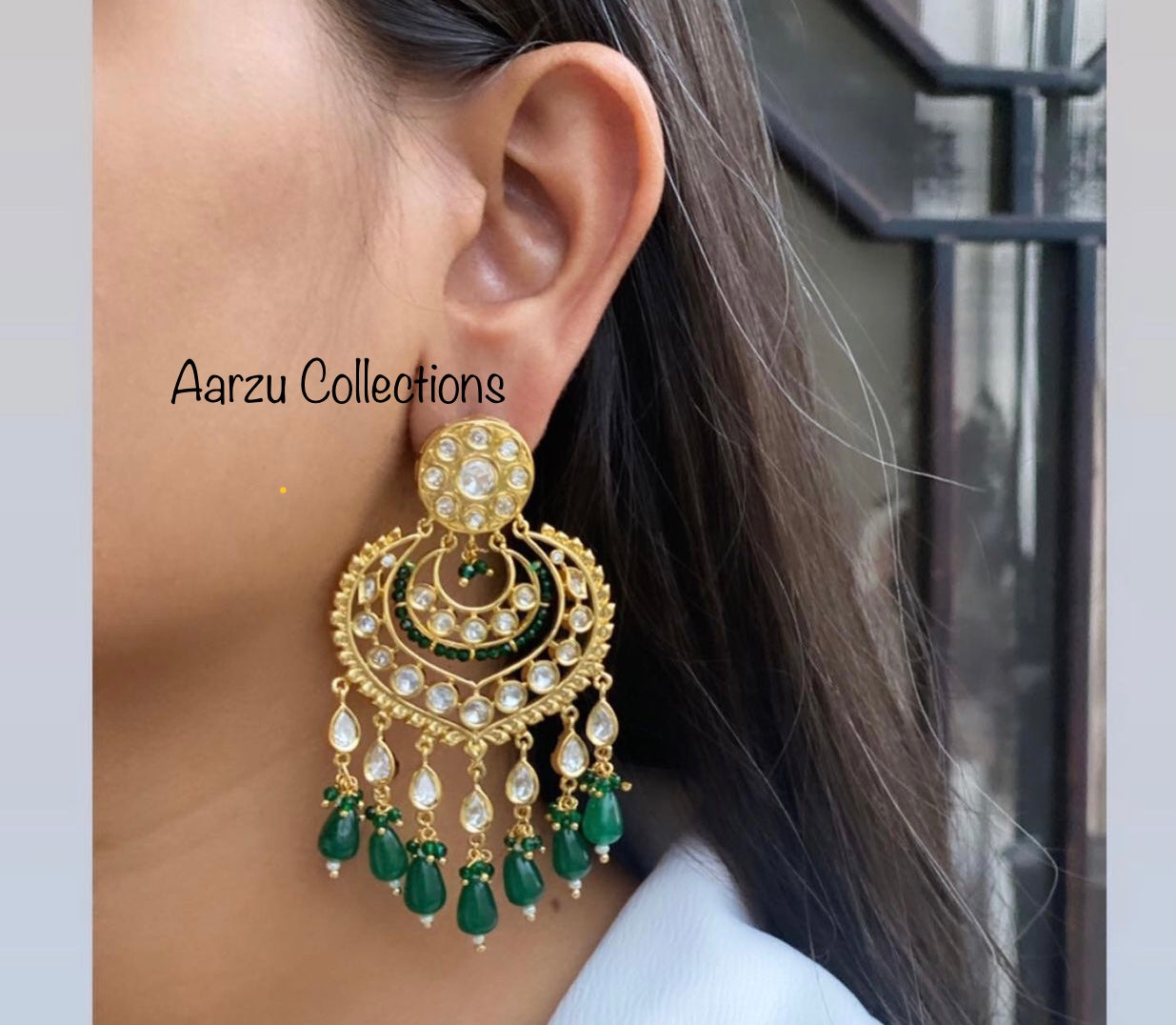 Designer inspired Kundan Statement Chandbali