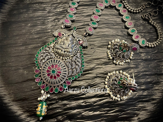 German Silver temple Necklace set