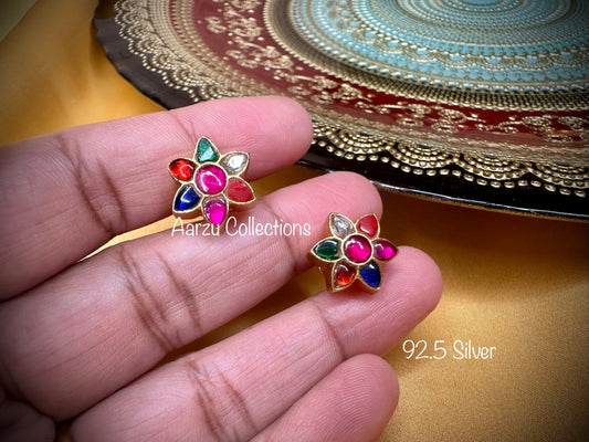 92.5 Silver dainty Kundan jadau studs
