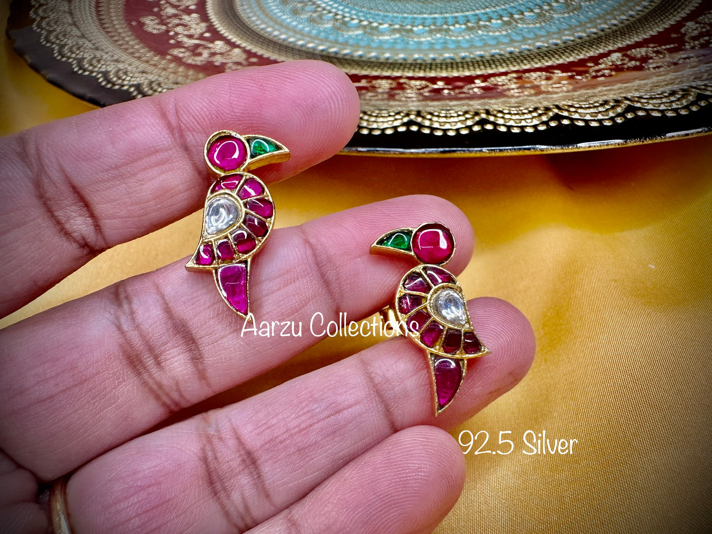 92.5 Silver dainty Kundan jadau studs
