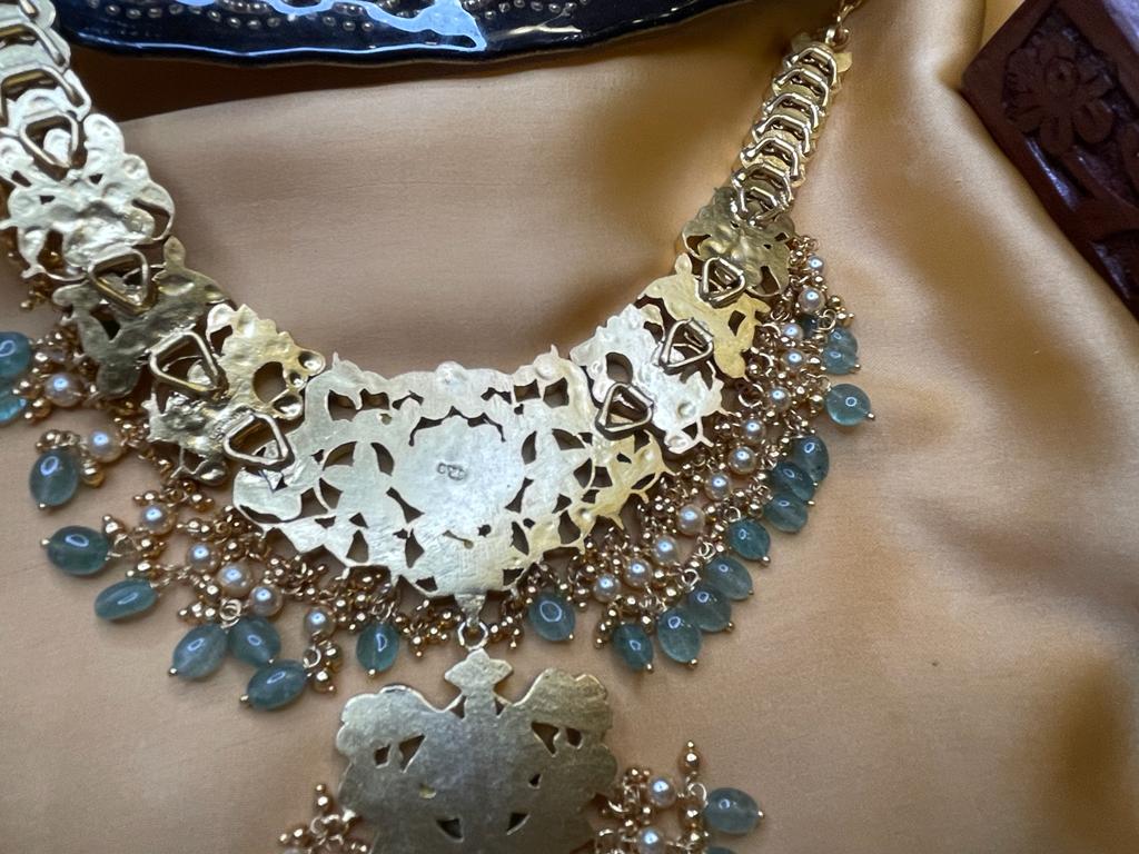 92.5 Silver base Kundan Jadau necklace