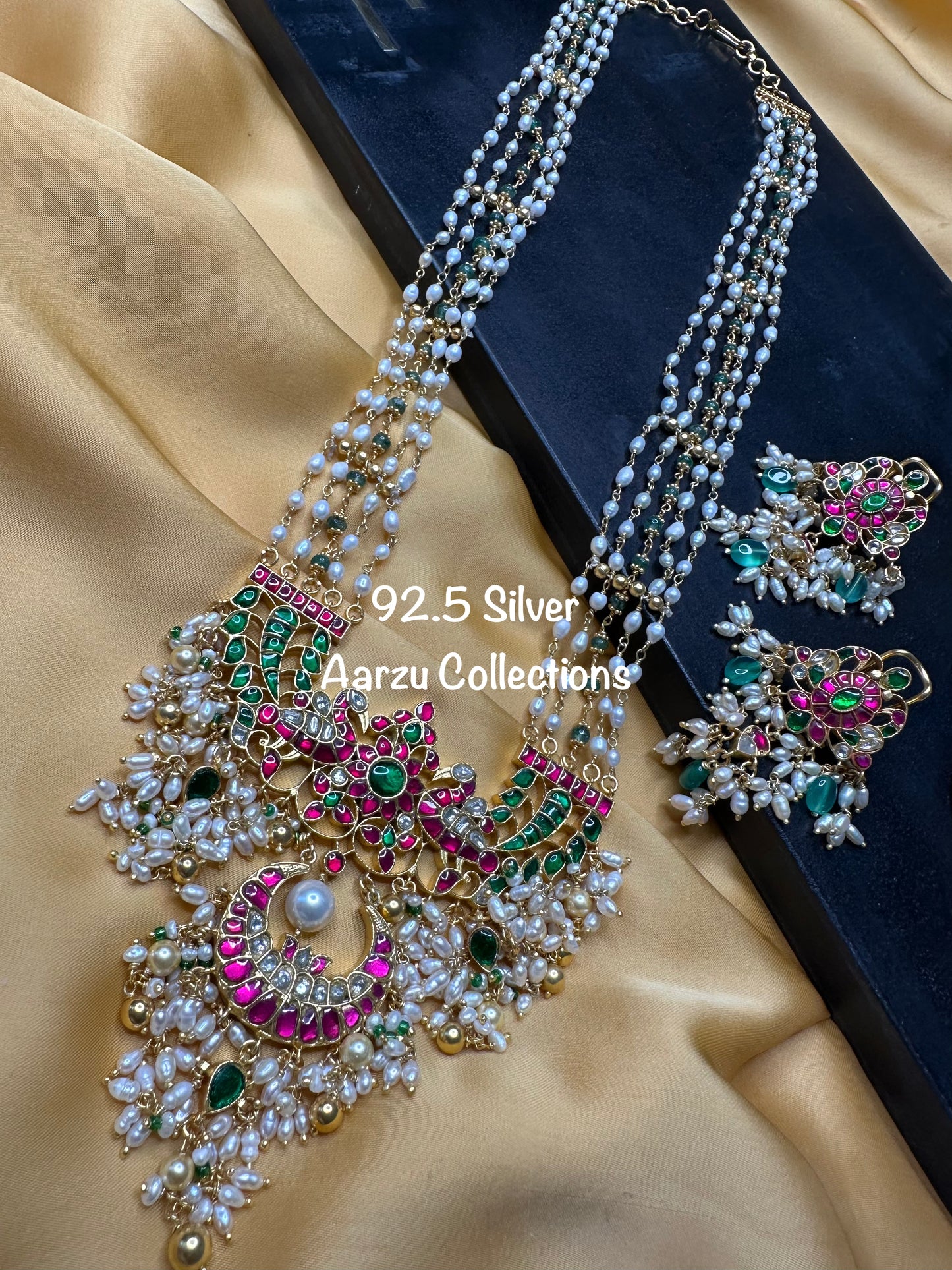 92.5 Silver base Kundan Jadau necklace set