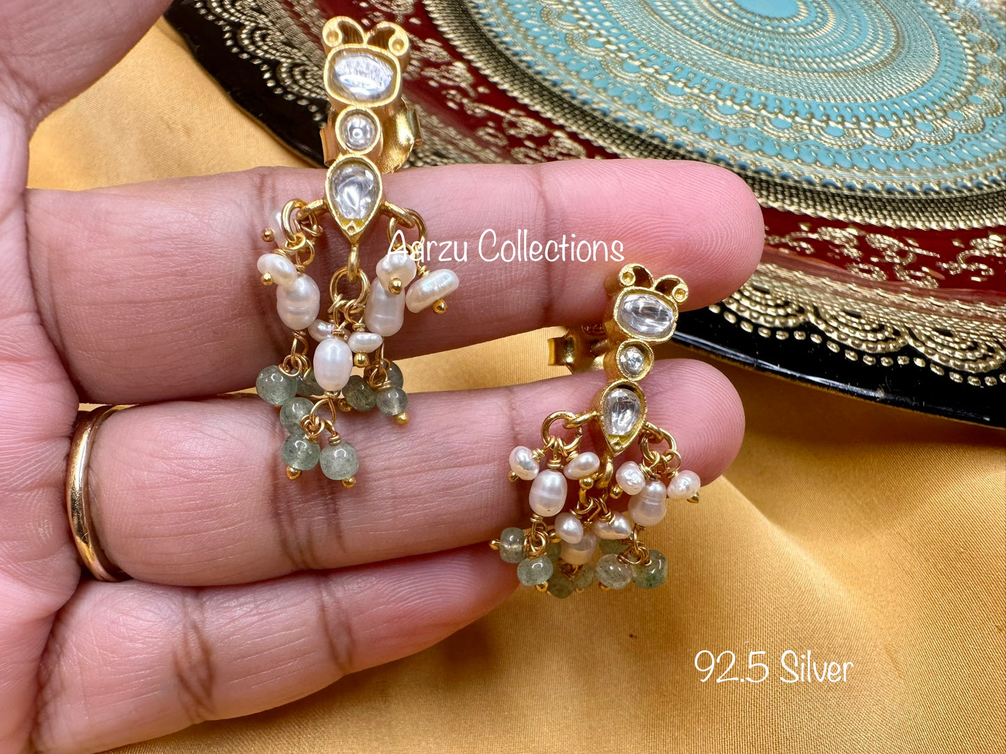 92.5 Silver Kundan jadau earrings