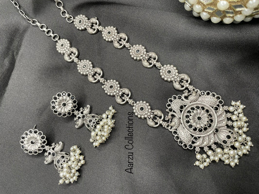 German Silver Necklace  Set - Black