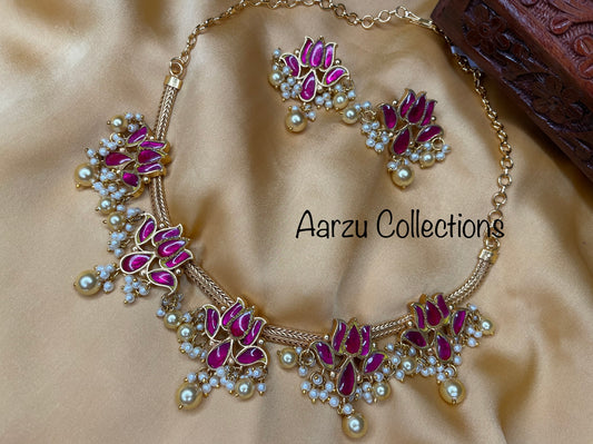 Kundan Jadau Lotus Necklace