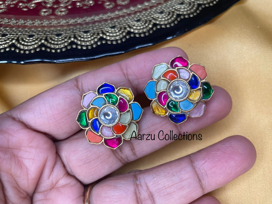 Kundan Jadau Navrathan studs