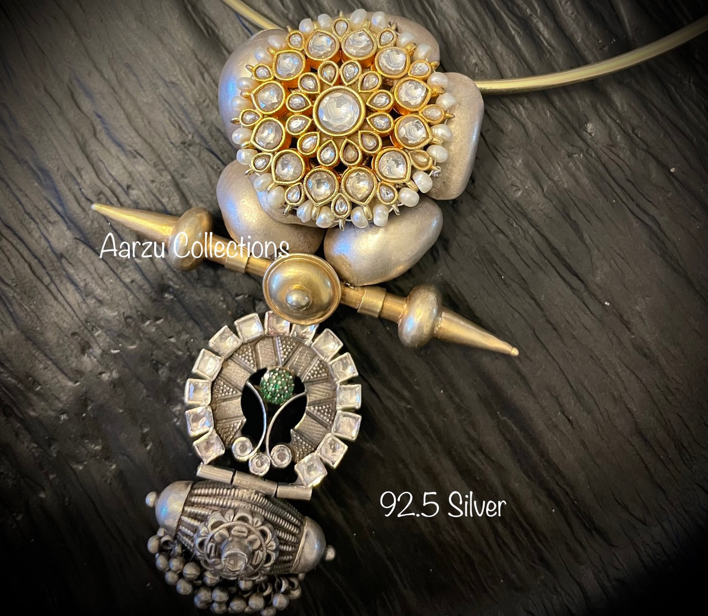92.5 Silver Dual tone statement pendant
