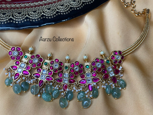Kundan Jadau Soft Hasli necklace