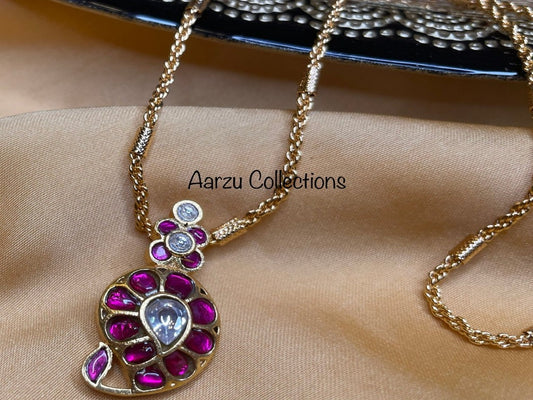 Kundan Jadau paisley Pendant with chain