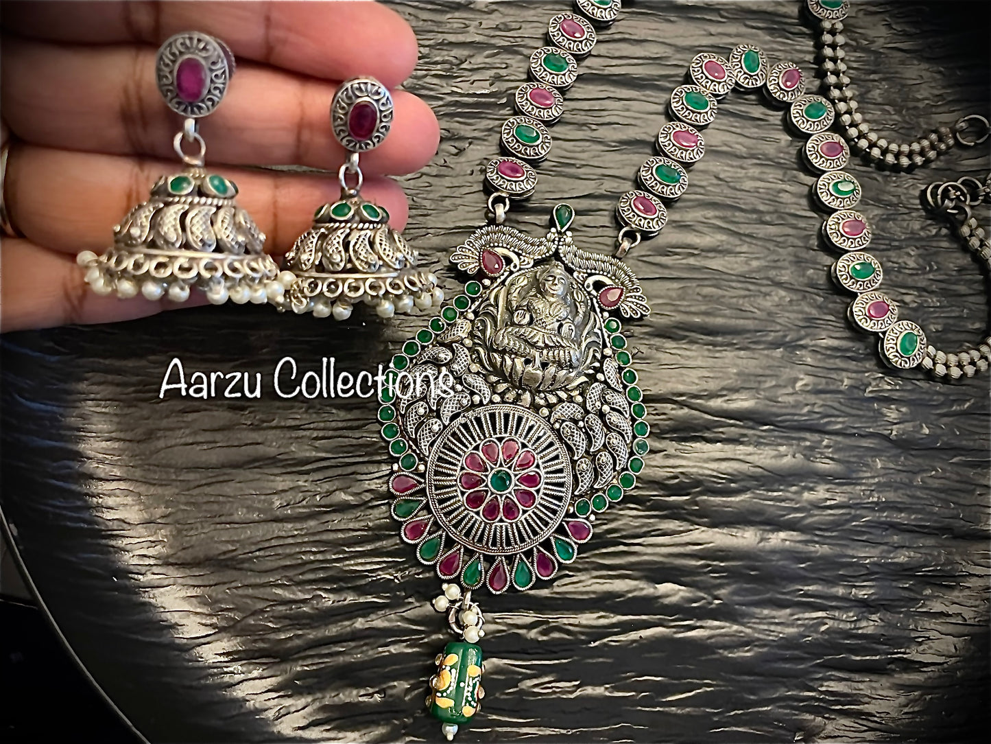 German Silver temple Necklace set