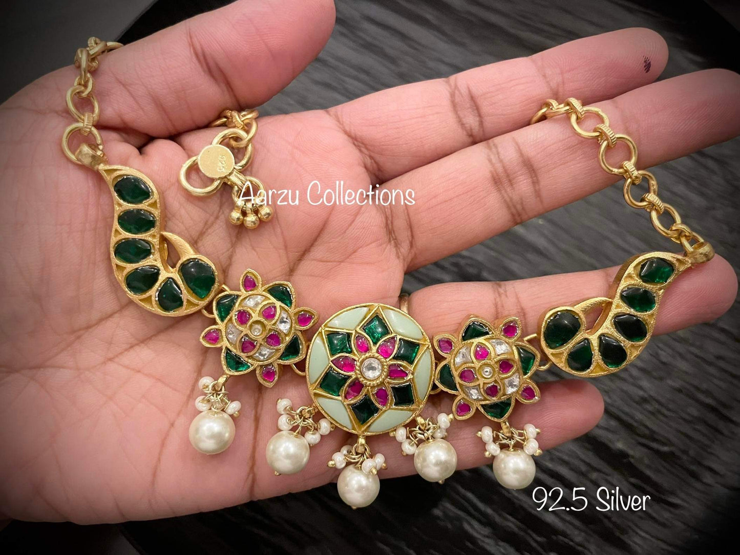 92.5 Silver kundan choker -  52 gms