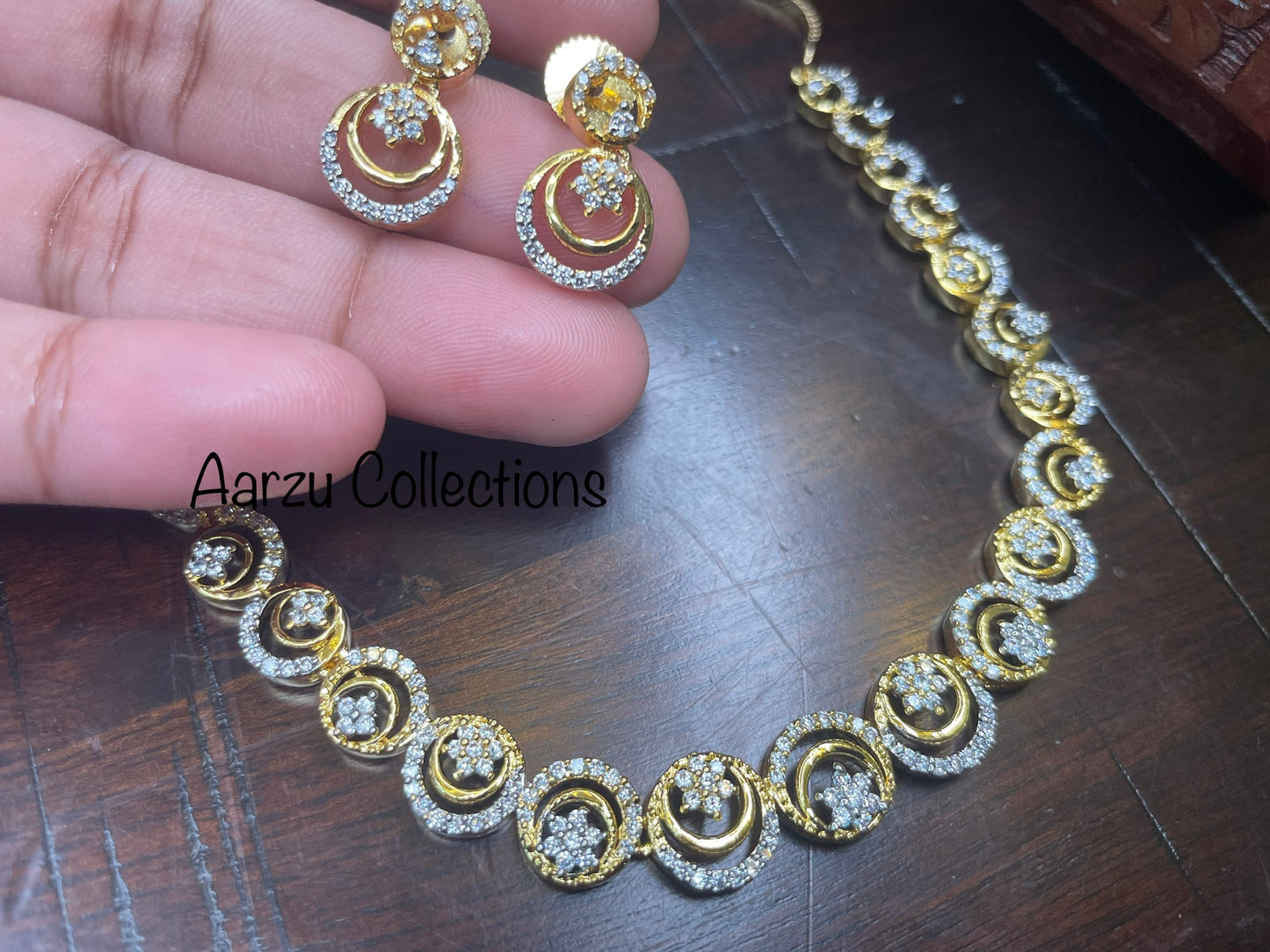 Contemporary American Diamond Necklace and Earrings Set