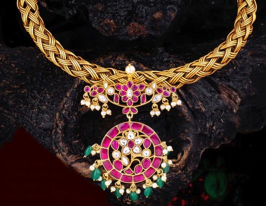 Kundan jadau Kante Style Necklace/ hasli